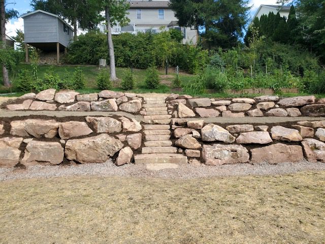 retaining wall and steps